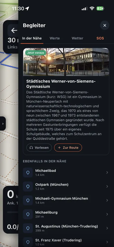 VeloPin iPhone app - Jeden Stopp kennen