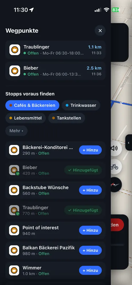 VeloPin iPhone app - Stopps unterwegs finden