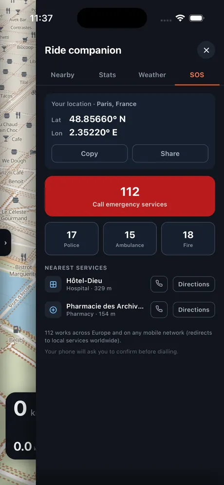 VeloPin iPhone app - De l'aide quand il faut