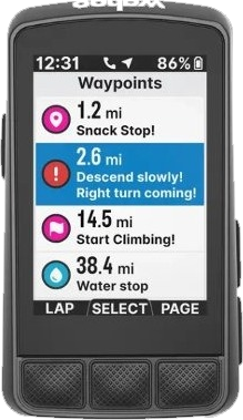 Wahoo ELEMNT showing custom waypoint icons with VeloPin